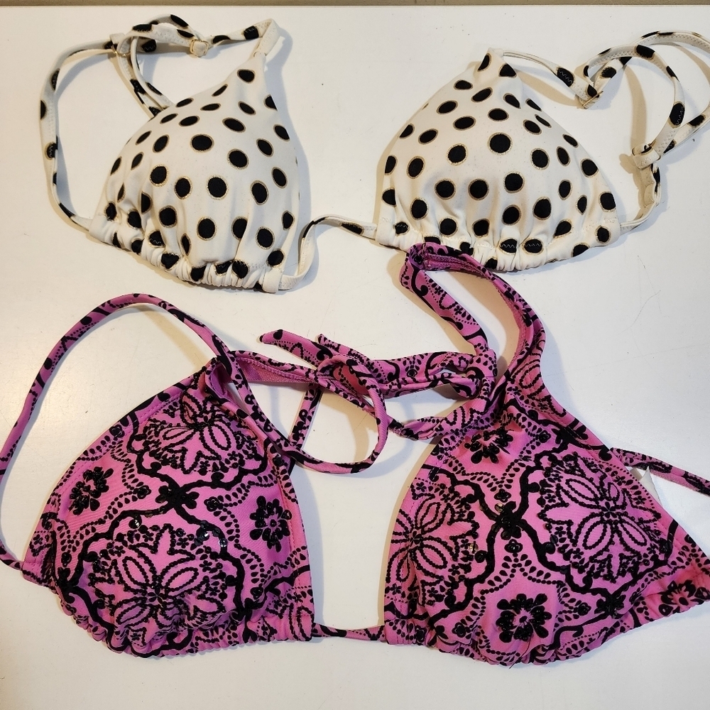 Victoria's Secret And Xhilaration  Pink and Black Bikini Tops Bundle Of 2 Size M